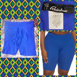 Rainbow Shops brand Royal Blue Solid High Waist Satiny Knit Bike Shorts Sz XL